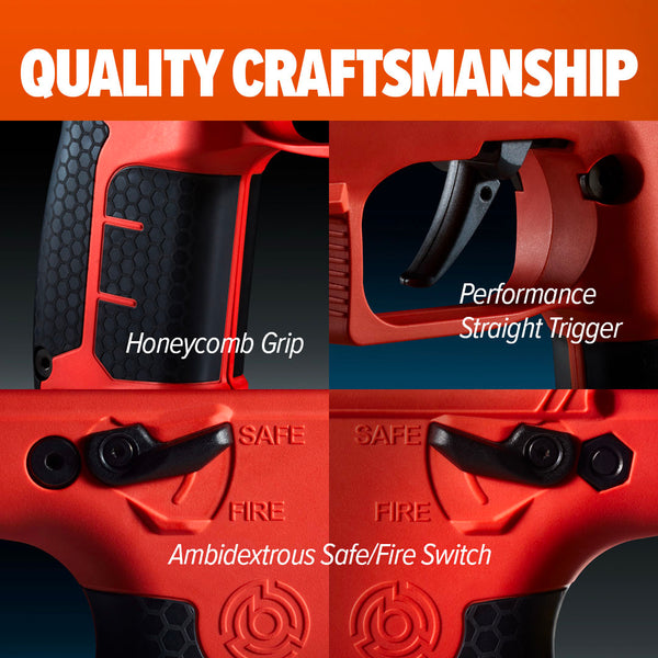 Byrna SD Quality Craftsmanship - Grip, Trigger and Safety Closeups
